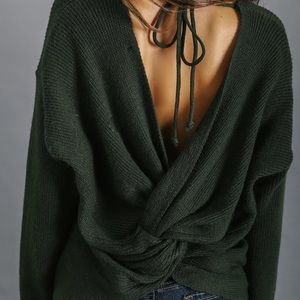 Vici Strut & Bolt Forest Green Twist Back Sweater